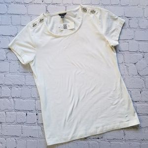 NWT Nautica White Nautical Accent T-shirt Sz Large